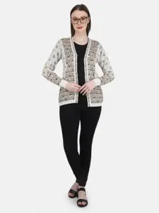 Monte Carlo Women Self Design Woolen Cardigan Sweater