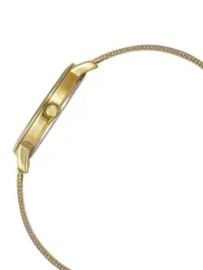 Timex Women Brass Embellished Dial & Stainless Steel Bracelet Style Straps Analogue Watch