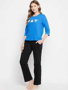 Clovia Women Printed Pure Cotton Night suit