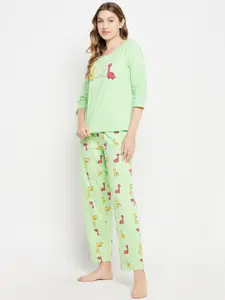 Clovia Women Emoji Printed Cotton Night suit