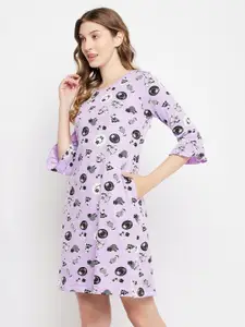 Clovia Printed Round Neck Nightdress