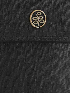 Eske esk Petra Women Black & Gold-Toned Leather Two Fold Wallet