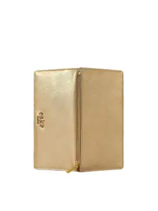 Eske Women Gold-Toned Textured Leather Two Fold Wallet