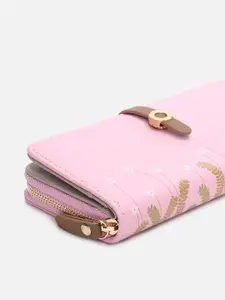 max Women Pink & Brown Printed PU Envelope