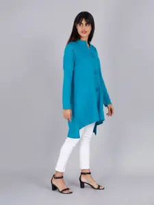 KEIKO Women Solid Longline Button Shrug