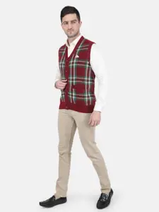 Monte Carlo V-Neck Checked Wool Cardigan