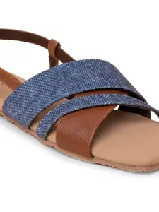 ZOUK Women Textured Open Toe Flats