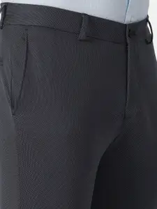 Blackberrys Men Textured Slim Fit Mid-Rise Formal Trousers
