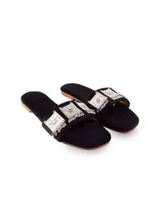 Apratim Women Embellished Open Toe Flats