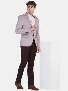 Blackberrys Men Doby Knitted Slim-Fit Single Breasted Blazer