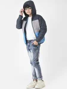 Crimsoune Club Boys Colourblocked Nylon Hooded Padded Jacket