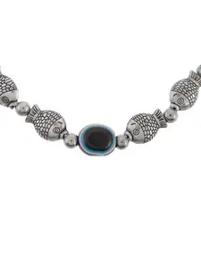 Silvermerc Designs Women Brass Oxidised Silver-Plated Charm Bracelet