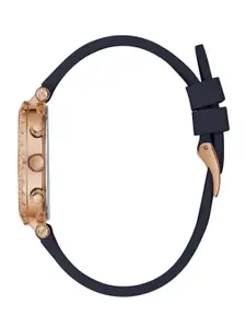 GUESS Women Multicoloured Embellished Dial & Blue Leather Straps Analogue Watch