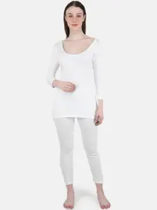 Monte Carlo Women Self Design Cotton Round Neck Thermal Vest