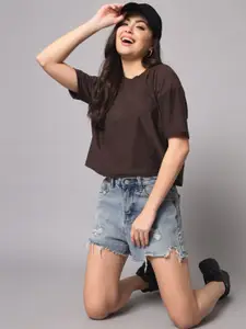 AAHWAN Women Round Neck Crop Top