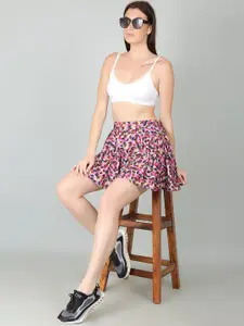 N-Gal Floral Printed Flared Skort Mini Skirts
