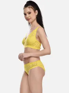 FIMS Woman Cotton Lace Non-Padded Bra Panty Lingerie Set