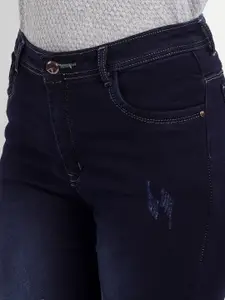 BROADSTAR Women ean Straight Fit High-Rise Mildly Distressed Light Fade Stretchable Jeans