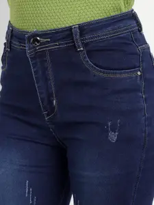 BROADSTAR Women London Straight Fit High-Rise Mildly Distressed Light Fade Stretchable Jeans