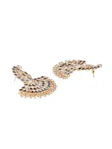 Adwitiya Collection Gold-Plated Mirror-Studded Classic Drop Earrings