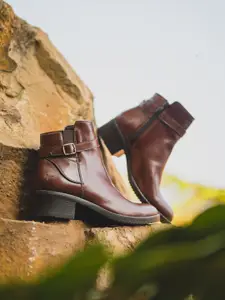 yoho Women Mid-Top Monk Straps Boots