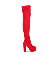 London Rag Women Block Heeled High-Top Regular Boots