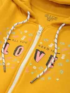 Gini and Jony Girls Cotton Typography Printed Hooded Sweatshirt