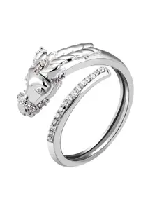 GIVA Men 92.5 Sterling Silver Rhodium-Plated CZ-Studded Adjustable Finger Ring