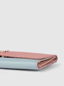 Baggit Women Colourblocked PU Three Fold Wallet With Textured Detail