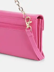 Baggit Women Solid PU Envelope Wallet With Non-Detachable Handle & Detachable Sling Strap