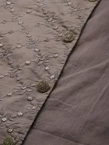 House of Pataudi Jashn Sequined & Floral Embroidered Pure Cotton Nehru Jacket