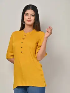 Swasti Mandarin Collar Roll-Up Sleeves Kurti