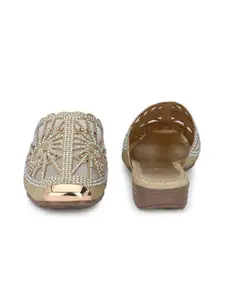 CLOG LONDON Embellished Ethnic Wedge Mules Heels