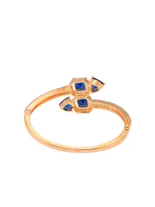 Saraf RS Jewellery Women Gold-Toned & Blue Brass American Diamond Handcrafted Gold-Plated Bangle-Style Bracelet