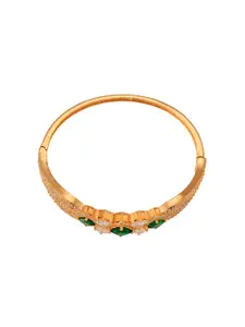 Saraf RS Jewellery Women Gold-Toned & Green Brass Cubic Zirconia Handcrafted Gold-Plated Bangle-Style Bracelet