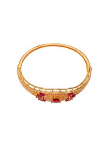 Saraf RS Jewellery Women Gold-Toned & Red Brass Cubic Zirconia Handcrafted Gold-Plated Bangle-Style Bracelet