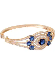 Saraf RS Jewellery Women Gold-Toned & Blue Brass Cubic Zirconia Handcrafted Gold-Plated Bangle-Style Bracelet