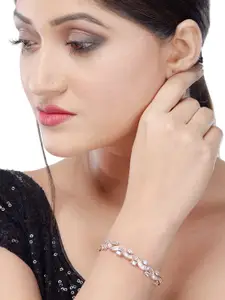 Saraf RS Jewellery Women Rose Gold & White Brass Cubic Zirconia Handcrafted Rose Gold-Plated Kada Bracelet