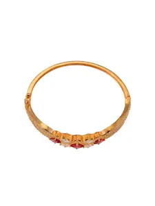 Saraf RS Jewellery Women Gold-Toned & Red Brass Cubic Zirconia Handcrafted Gold-Plated Bangle-Style Bracelet