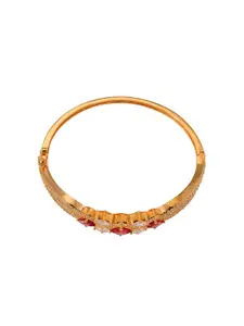 Saraf RS Jewellery Women Gold-Toned & Red Brass Cubic Zirconia Handcrafted Gold-Plated Bangle-Style Bracelet