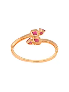 Saraf RS Jewellery Women Gold-Toned & Red Brass Cubic Zirconia Handcrafted Gold-Plated Bangle-Style Bracelet