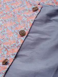 House of Pataudi Sequinned Printed Jashn Nehru Jackets