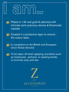 Accessorize London Women 14K Gold Plated Z Birthstone Triangle Hoops Earring