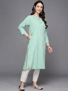 Fabindia Pure Cotton Ethnic Motifs Printed Straight Kurta