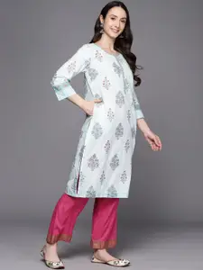 Fabindia Pure Cotton Block Print Floral Printed Bell Sleeves Hand  Kurta