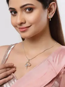 Kennice Set Of 3 Gold-Plated Cubic Zirconia Studded Chain Pendant Set