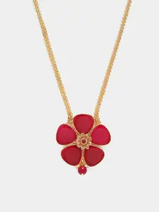 Kennice Gold-Plated Stone-Studded Pendant With Chain