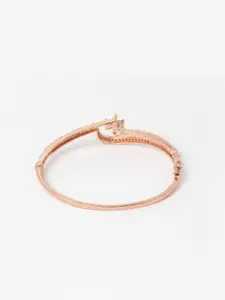 Kennice Women Cubic Zirconia Rose Gold-Plated Bangle-Style Bracelet