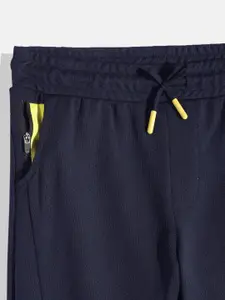 Allen Solly Junior Boys Self Design Mid-Rise Sports Joggers With Brand Logo Print Detail