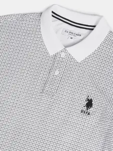 U.S. Polo Assn. Men Checked Polo Collar Monochrome T-shirt